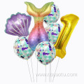 children birthday party mermaid number balloon set